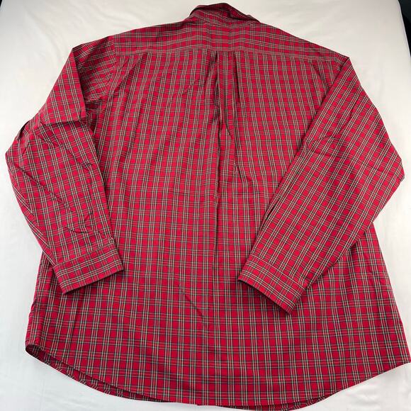 L.L. Bean Red Plaid Wrinkle Resistant Button Down Shirt Size XL - Picture 2 of 5